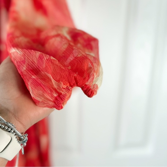 NWT Gianni Bini Pink and Orange Floral One Shoulder High Low Maxi Dress Size 4 - Picture 11 of 13